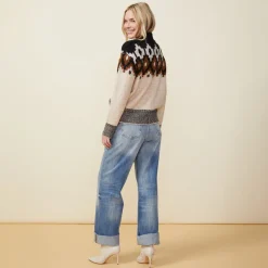 MONROW Mock Neck Fair Isle Sweater OFFWHITE Shop